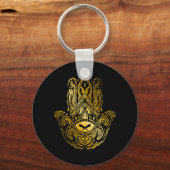 Hamsa Hand - Gouden Arabische amulet Sleutelhanger (Voorkant)