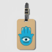 Hamsa Hand Grieks Evil Eye Blauw Bagagelabel (Voorkant (verticaal))