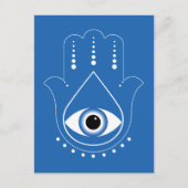 Hamsa Hand Grieks Evil Eye Blauw Briefkaart (Voorkant)