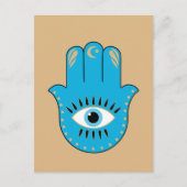 Hamsa Hand Grieks Evil Eye Blauw Briefkaart (Voorkant)
