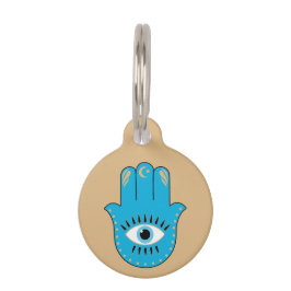 Hamsa Hand Grieks Evil Eye Blauw Huisdierpenning
