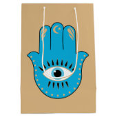 Hamsa Hand Grieks Evil Eye Blauw Medium Cadeauzakje (Achterkant)