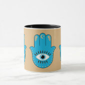 Hamsa Hand Grieks Evil Eye Blauw Mok (Midden)