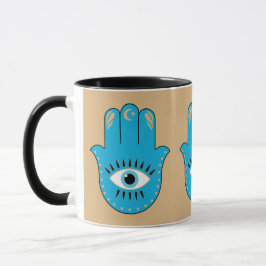 Hamsa Hand Grieks Evil Eye Blauw Mok