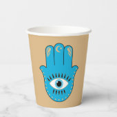 Hamsa Hand Grieks Evil Eye Blauw Papieren Bekers (Achterkant)
