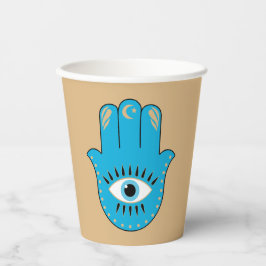 Hamsa Hand Grieks Evil Eye Blauw Papieren Bekers