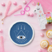 Hamsa Hand Grieks Evil Eye Blauw Papieren Bordje (Feest)