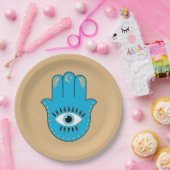 Hamsa Hand Grieks Evil Eye Blauw Papieren Bordje (Feest)