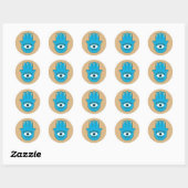 Hamsa Hand Grieks Evil Eye Blauw Ronde Sticker (Vel)