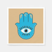 Hamsa Hand Grieks Evil Eye Blauw Servet (Voorkant)