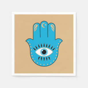 Hamsa Hand Grieks Evil Eye Blauw Servet