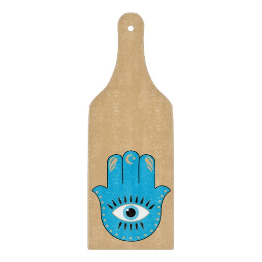 Hamsa Hand Grieks Evil Eye Blauw Snijplank (Voorkant)