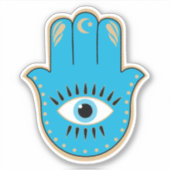 Hamsa Hand Grieks Evil Eye Blauw Sticker (Voorkant)