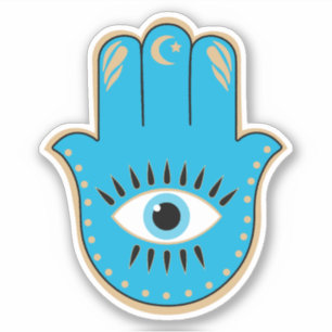 Hamsa Hand Grieks Evil Eye Blauw Sticker