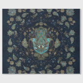 Hamsa hand-hand van Fatima Blue Gemstenen Cadeaupapier (Vlak)