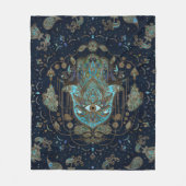 Hamsa hand-hand van Fatima Blue Gemstenen Fleece Deken (Voorkant)