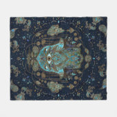 Hamsa hand-hand van Fatima Blue Gemstenen Fleece Deken (Voorkant (Horizontaal))