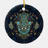 Hamsa hand-hand van Fatima Blue Gemstenen Keramisch Ornament (Voorkant)