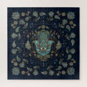 Hamsa hand-hand van Fatima Blue Gemstenen Legpuzzel (Verticaal)