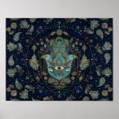 Hamsa hand-hand van Fatima Blue Gemstenen Poster (Voorkant)