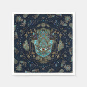 Hamsa hand-hand van Fatima Blue Gemstenen Servet (Voorkant)
