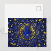 Hamsa hand-hand van Fatima Dot Art Lapis Lazuli Briefkaart (Voorkant / Achterkant)