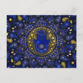 Hamsa hand-hand van Fatima Dot Art Lapis Lazuli Briefkaart (Voorkant)