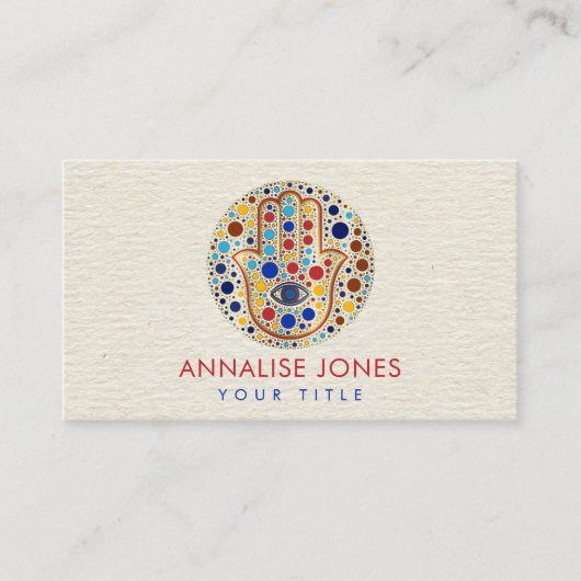 Hamsa Hand - Hand van Fatima Dot Art Visitekaartje (Voorkant)