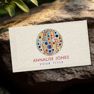 Hamsa hand-hand van Fatima Dot Art Visitekaartje