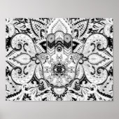 Hamsa hand-hand van Fatima grayscale Poster (Voorkant)