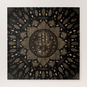 Hamsa Hand-Hand van Fatima in Lotus mandala Legpuzzel