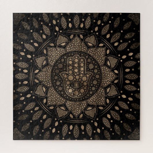 Hamsa Hand-Hand van Fatima in Lotus mandala Legpuzzel (Verticaal)
