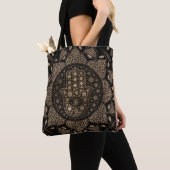 Hamsa Hand-Hand van Fatima in Lotus mandala Tote Bag (Dichtbij)