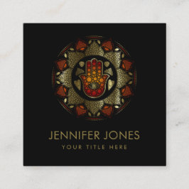 Hamsa Hand-Hand van Fatima in Lotus mandala Vierkante Visitekaartje