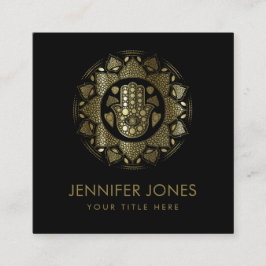 Hamsa Hand-Hand van Fatima in Lotus mandala Vierkante Visitekaartje