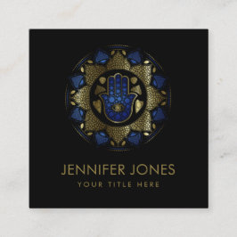 Hamsa Hand-Hand van Fatima in Lotus mandala Vierkante Visitekaartje