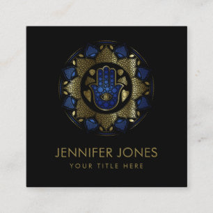 Hamsa Hand-Hand van Fatima in Lotus mandala Vierkante Visitekaartje
