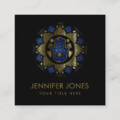 Hamsa Hand-Hand van Fatima in Lotus mandala Vierkante Visitekaartje (Voorkant)