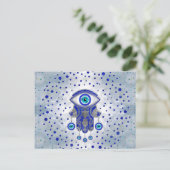 Hamsa Hand-Hand van Fatima Lapis Lazuli en Silver Briefkaart (Staand voorkant)