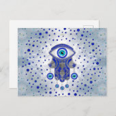 Hamsa Hand-Hand van Fatima Lapis Lazuli en Silver Briefkaart (Voorkant / Achterkant)