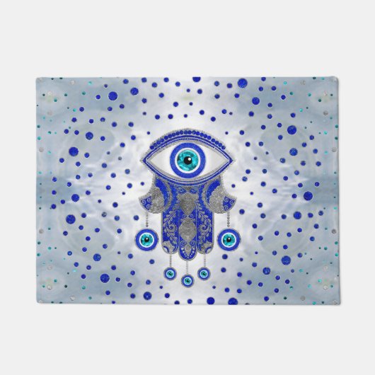 Hamsa Hand-Hand van Fatima Lapis Lazuli en Silver Deurmat (Voorkant)