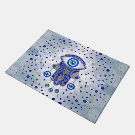 Hamsa Hand-Hand van Fatima Lapis Lazuli en Silver Deurmat (Schuin)
