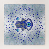 Hamsa Hand-Hand van Fatima Lapis Lazuli en Silver Legpuzzel (Horizontaal)