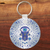 Hamsa Hand-Hand van Fatima Lapis Lazuli en Silver Sleutelhanger (Voorkant)