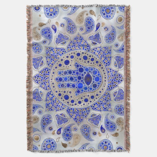 Hamsa Hand - Hand van Fatima op Moeder van de Pare Deken (Voorkant Verticaal)