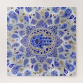 Hamsa Hand-Hand van Fatima op moeder van Pearl Legpuzzel (Horizontaal)