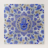 Hamsa Hand-Hand van Fatima op moeder van Pearl Legpuzzel (Verticaal)