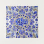 Hamsa Hand-Hand van Fatima op moeder van Pearl Wandkleed (Voorkant (horizontaal))