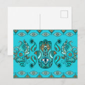 Hamsa Hand-Hand van Fatima Ornament Briefkaart (Voorkant / Achterkant)