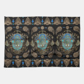 Hamsa Hand-Hand van Fatima Ornament Theedoek (Horizontaal)